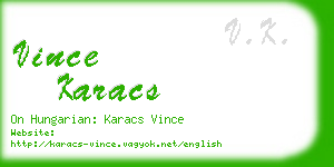vince karacs business card